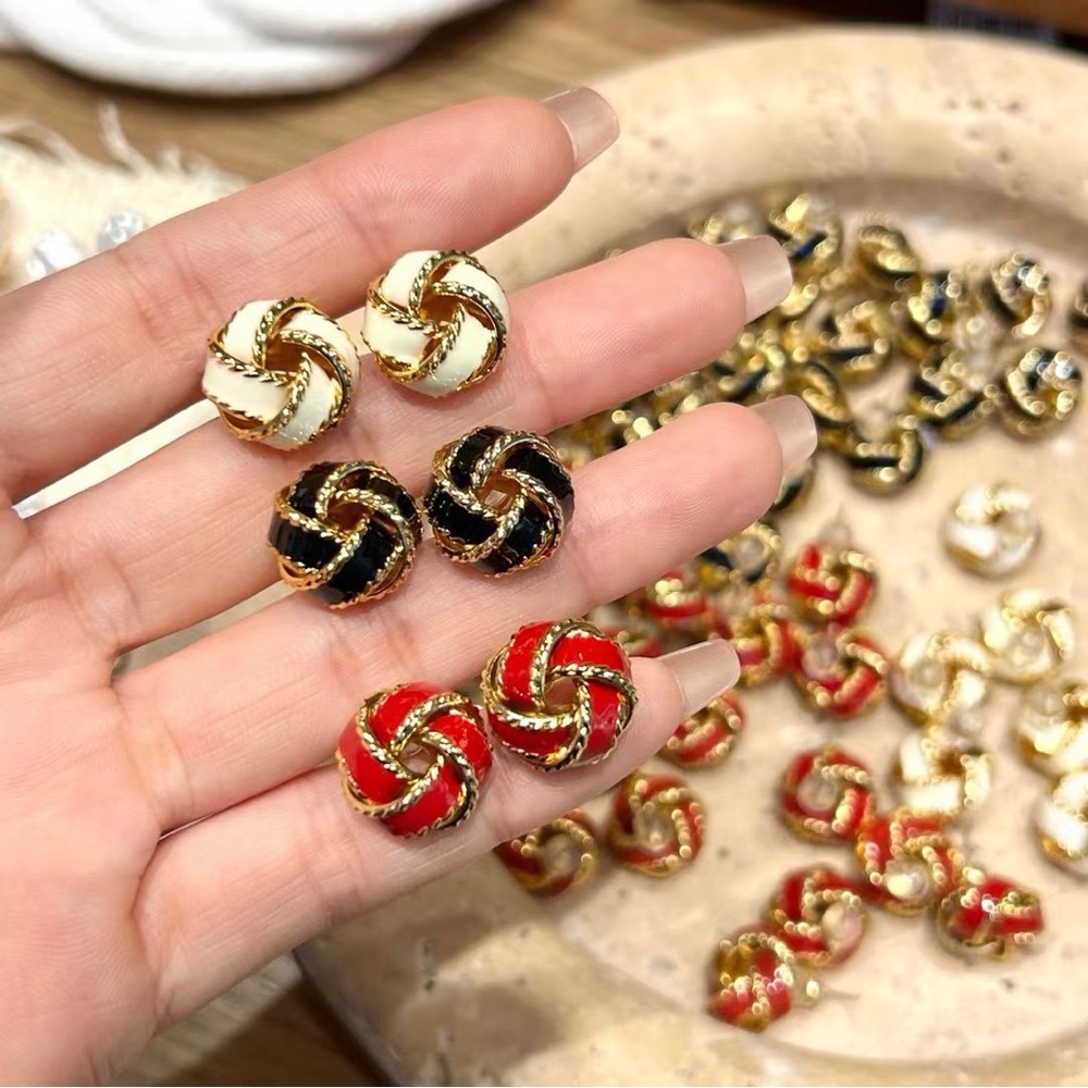 Elegant Gold and white Knot Earrings+BOGO Earrings Sale 💖 + Free Mystery Pair!